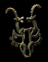 A Luristan Bronze Standard Finial with Two Ibexes