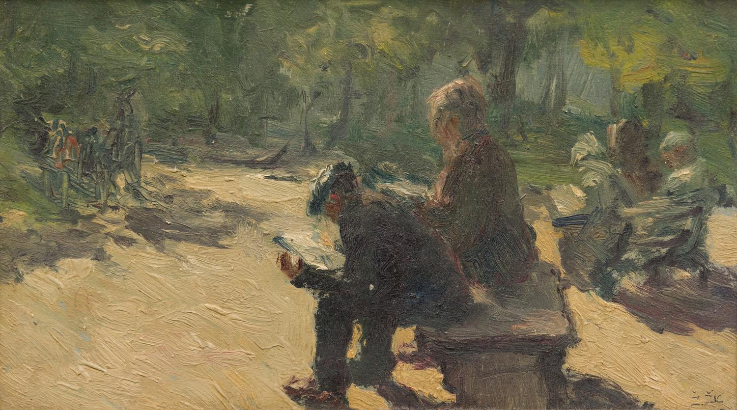 Children in the Park , At the Beach , The Park Bench and Reading the Newspaper (four works)