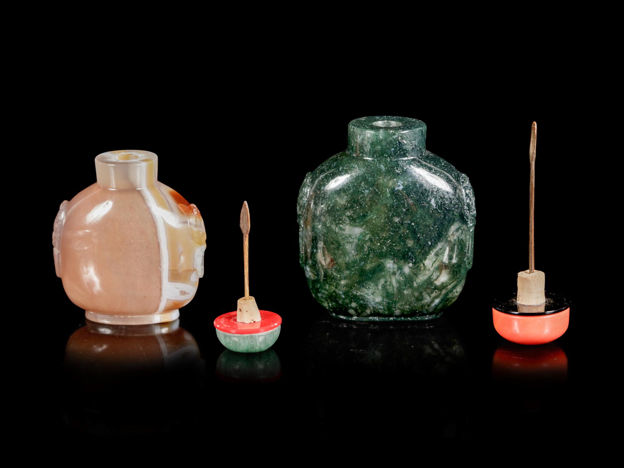 Two Chinese Hardstone Snuff Bottles