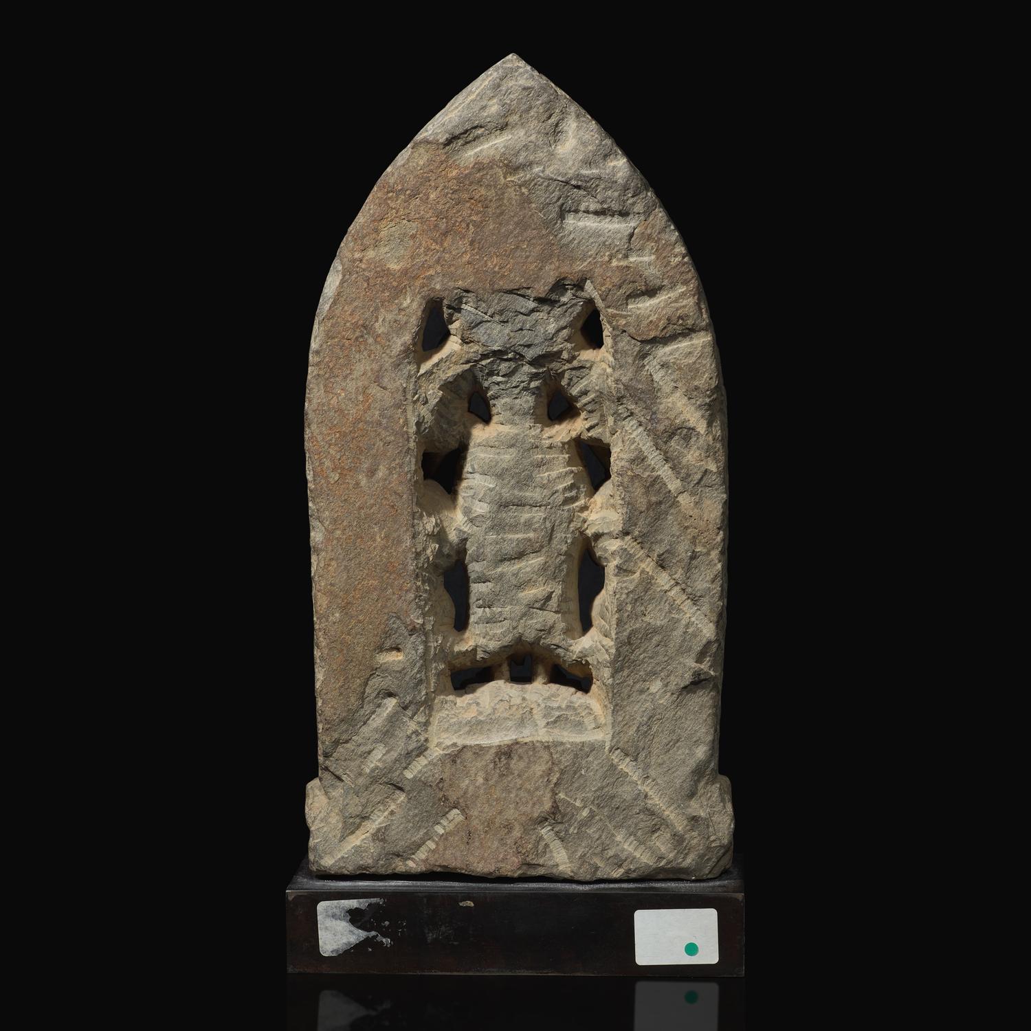 A Small Nepalese Carved Stone Stele Depicting Lakshminarayana, 17th Century