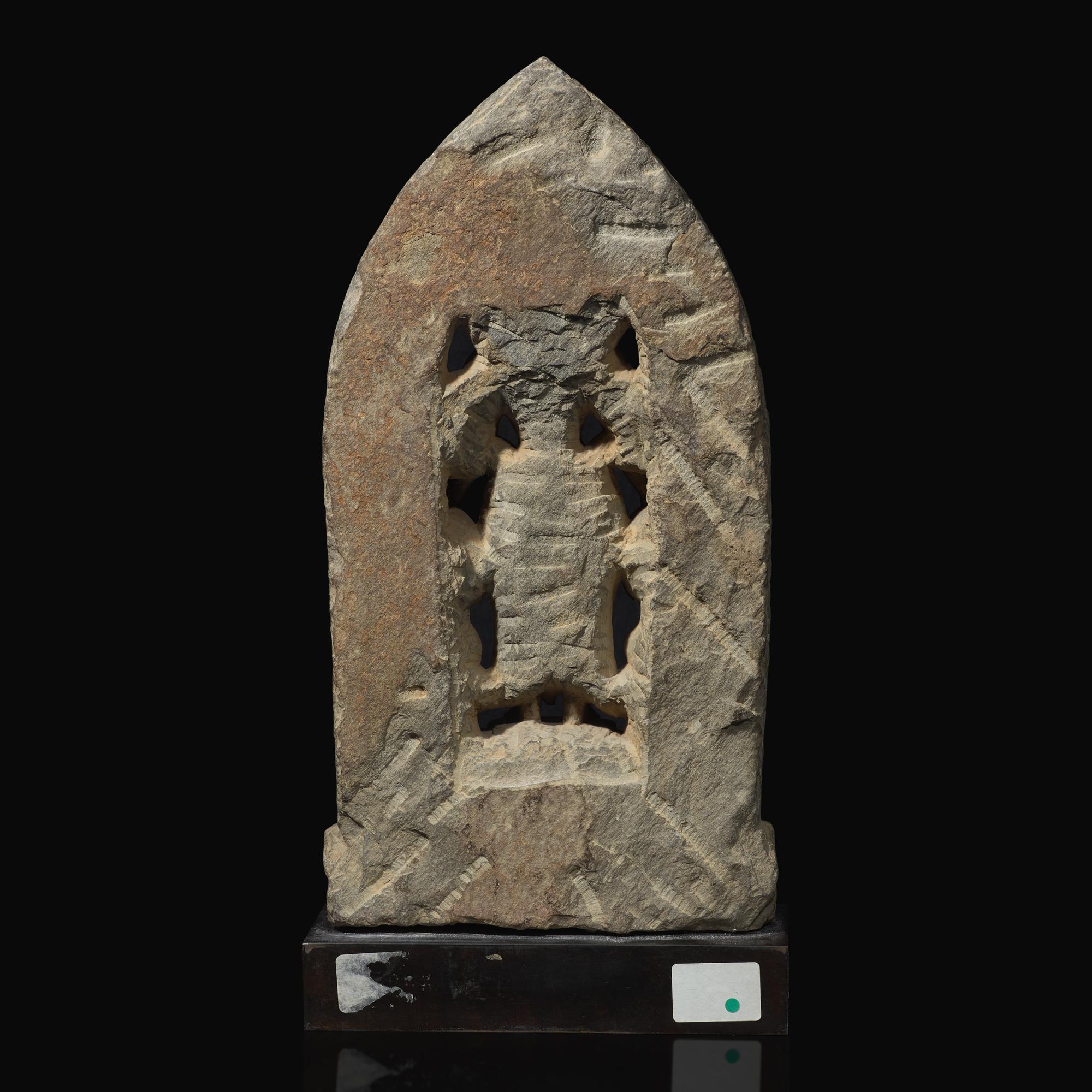 A Small Nepalese Carved Stone Stele Depicting Lakshminarayana, 17th Century