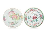 Two Chinese Export Famille Rose Porcelain Plates