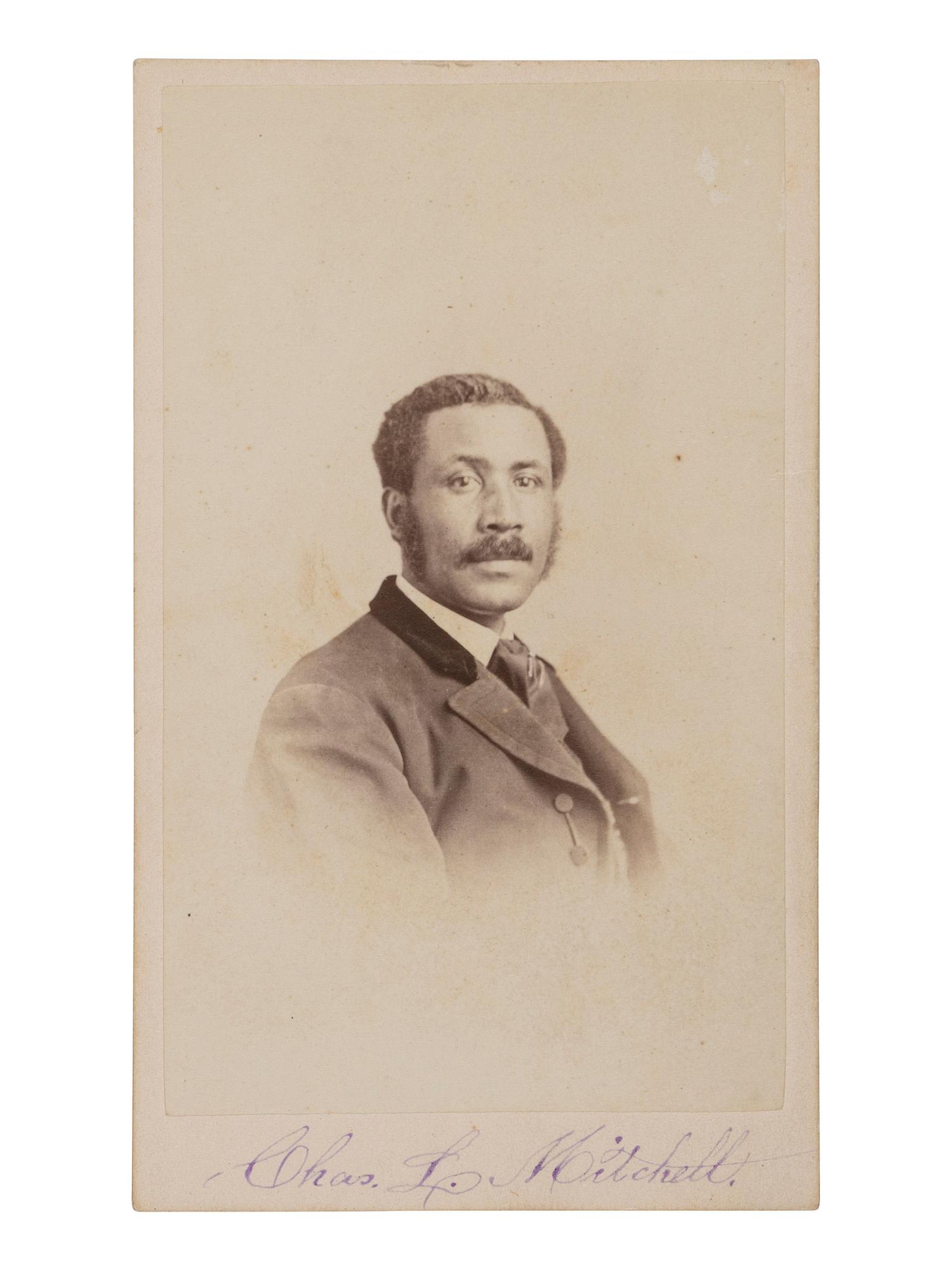 [AFRICAN AMERICANA]. CDV of Charles L. Mitchell, 55th Massachusetts Infantry Regiment, WIA at Honey Hill, SC, and one of the first two African American members of the Massachusetts State Legislature. Boston: Marshall, n.d.