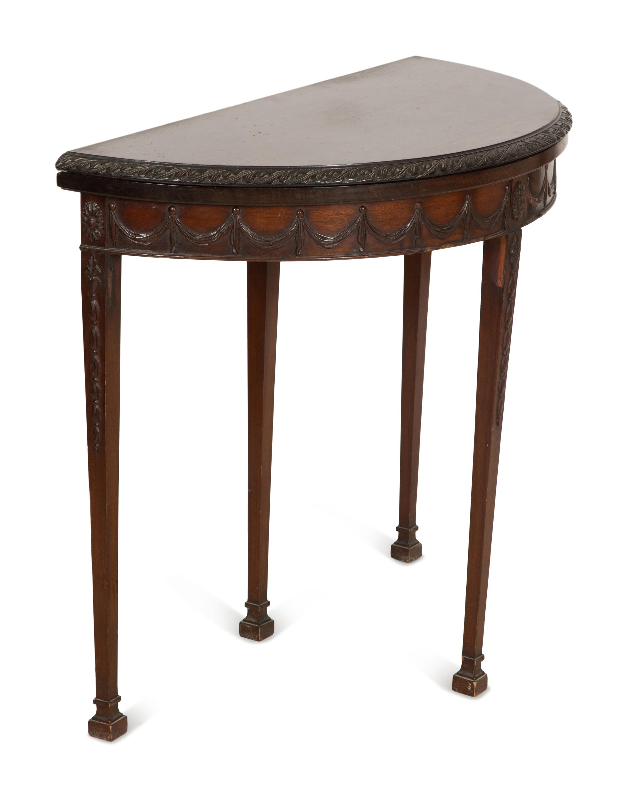 A George III Style Flip-Top Demilune Table