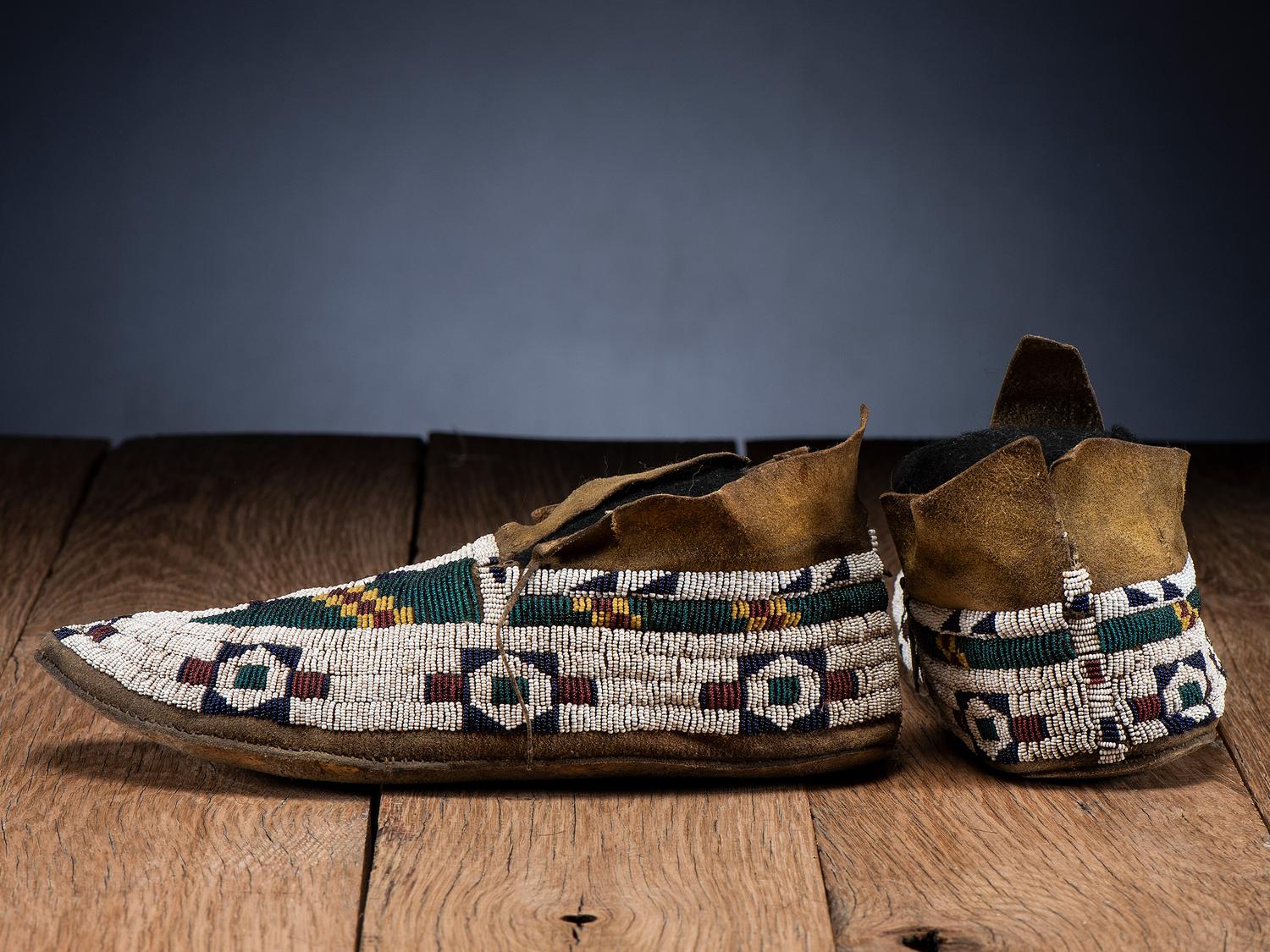 Cheyenne Beaded Hide Moccasins