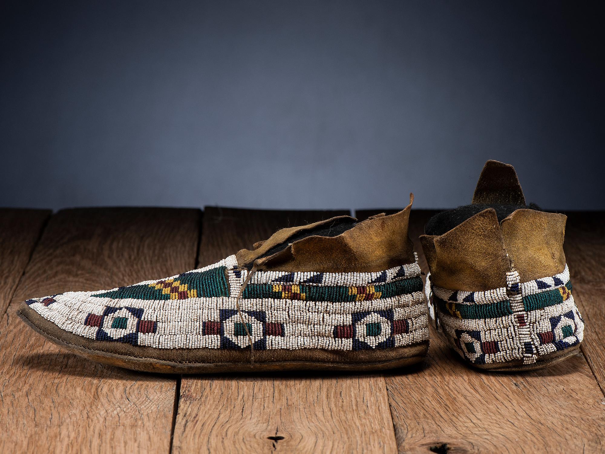 Cheyenne Beaded Hide Moccasins