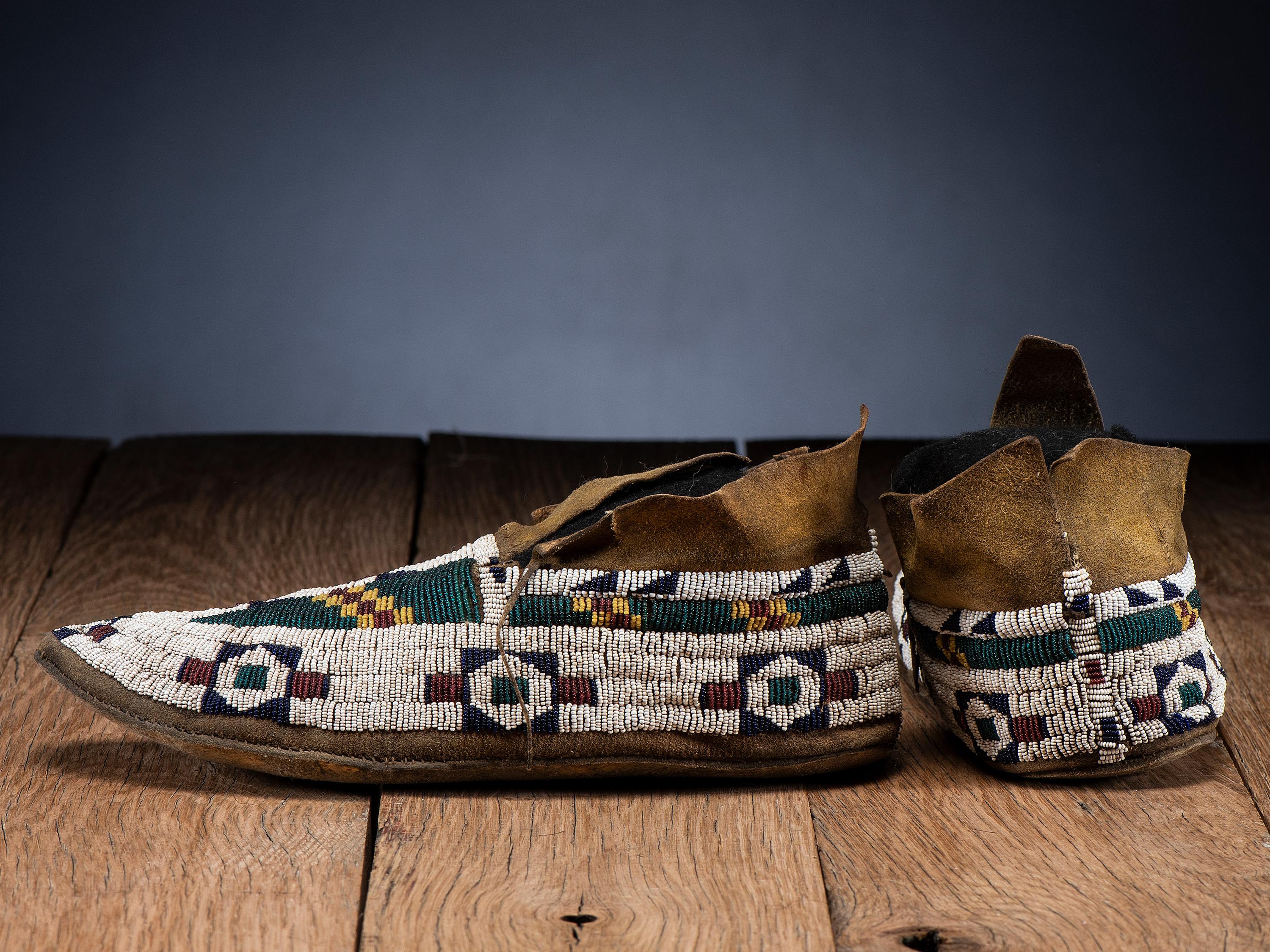 Cheyenne Beaded Hide Moccasins