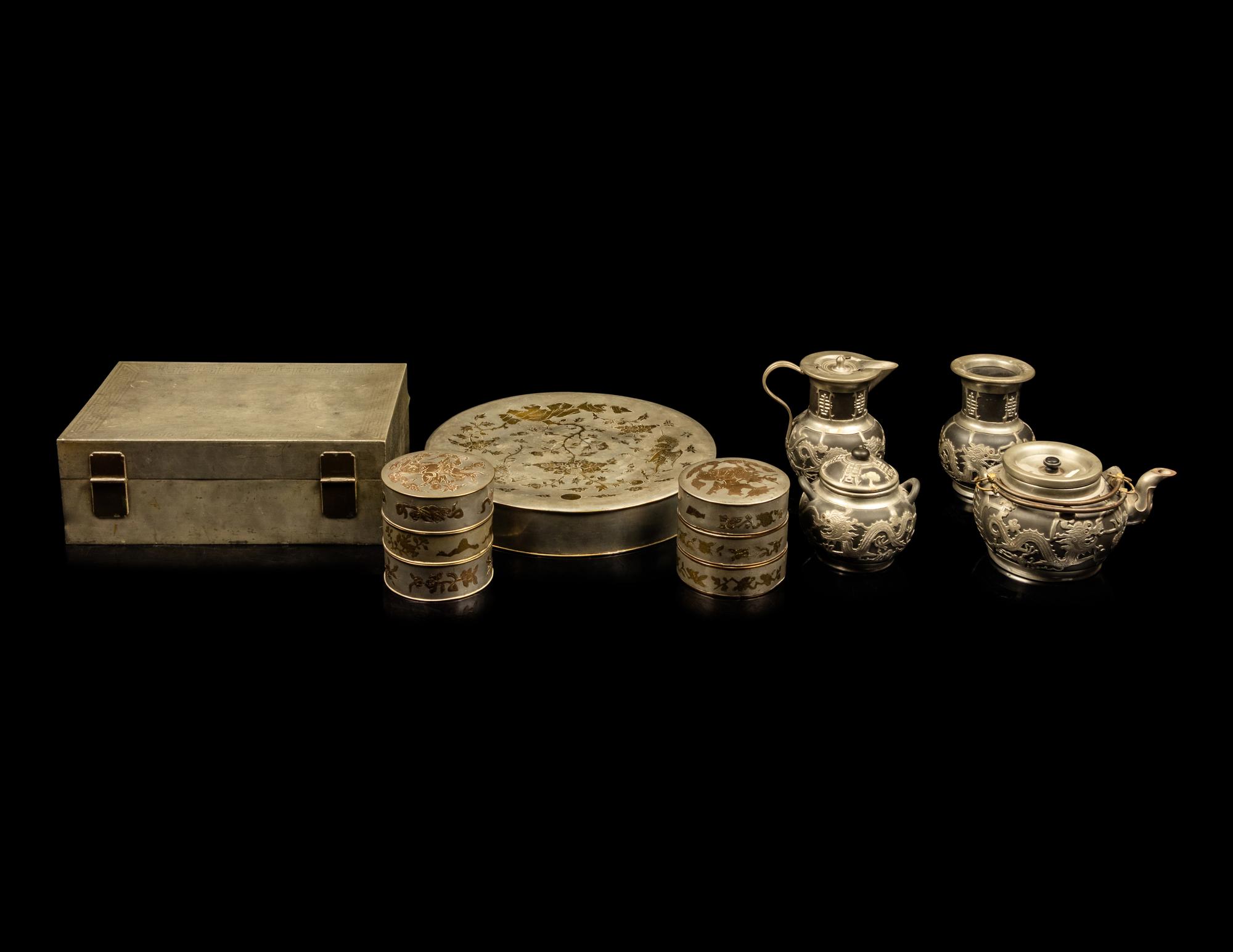 Eight Chinese Pewter Wares