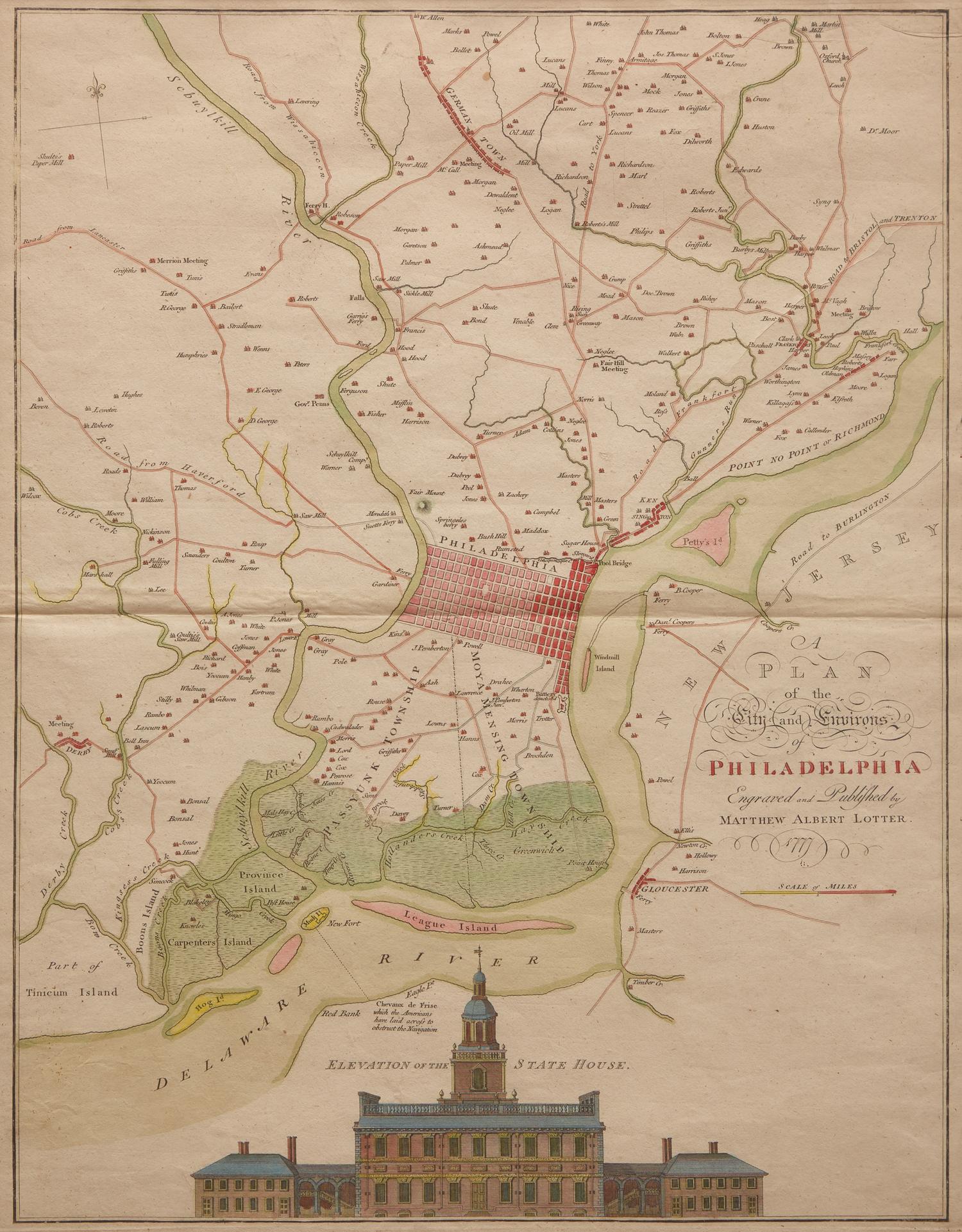 [Philadelphia] Lotter, Matthew Albert. A Plan of the City and Environs of Philadelphia. ..