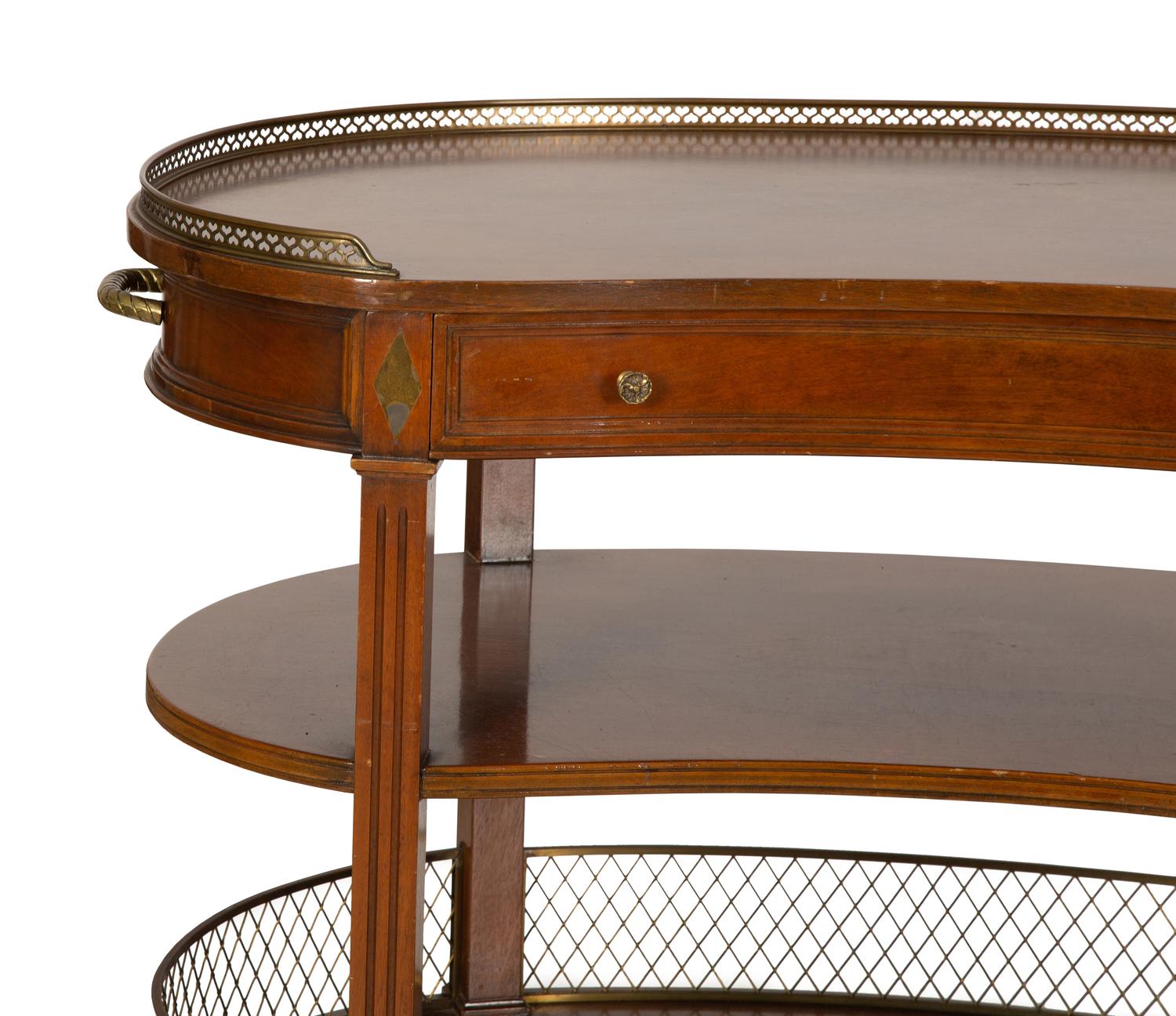 A Louis XVI Style Mahogany Brass Mounted Bar Cart — 20th Century