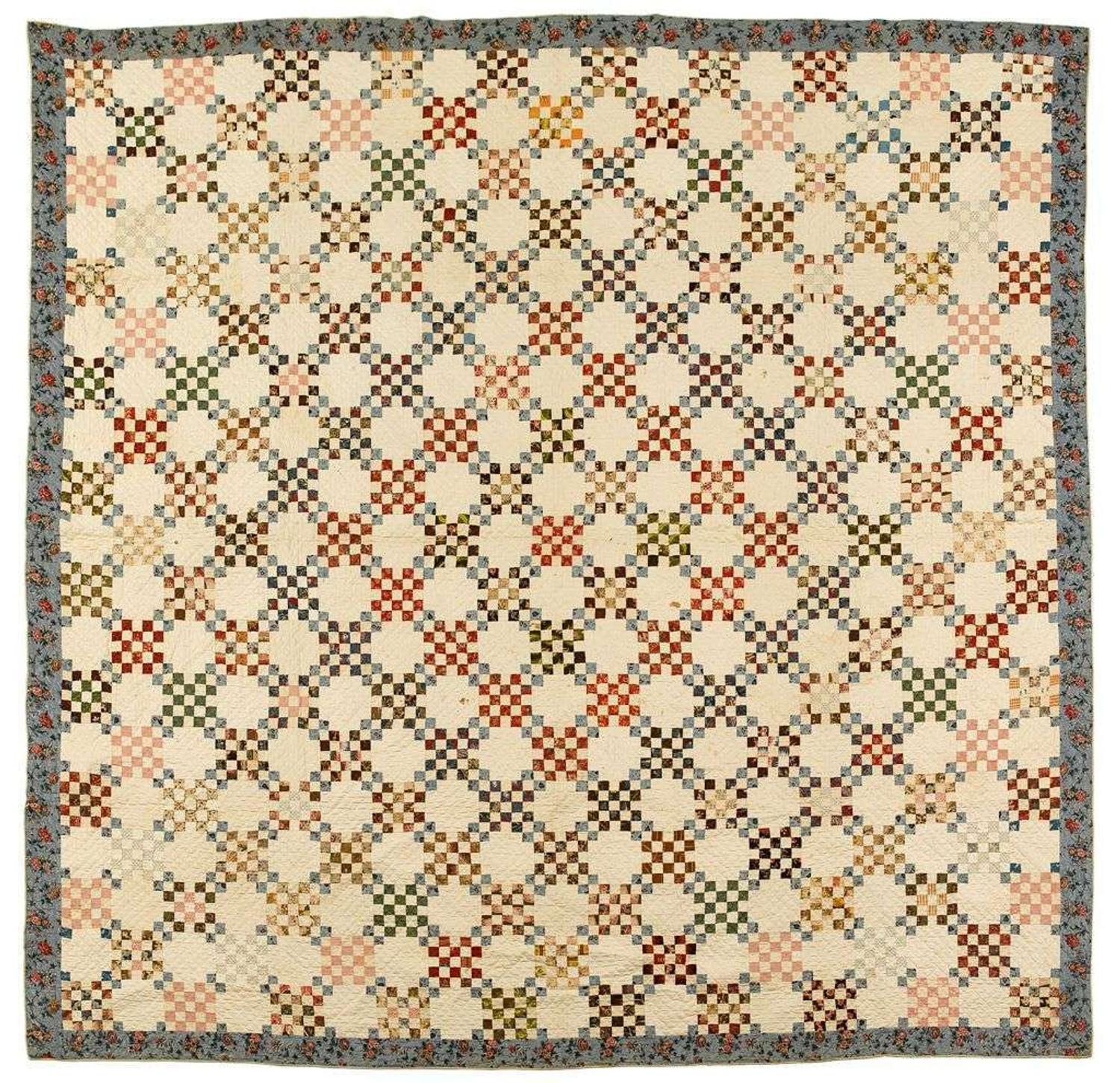 Pieced printed chintz quilt maryland, early 19th century