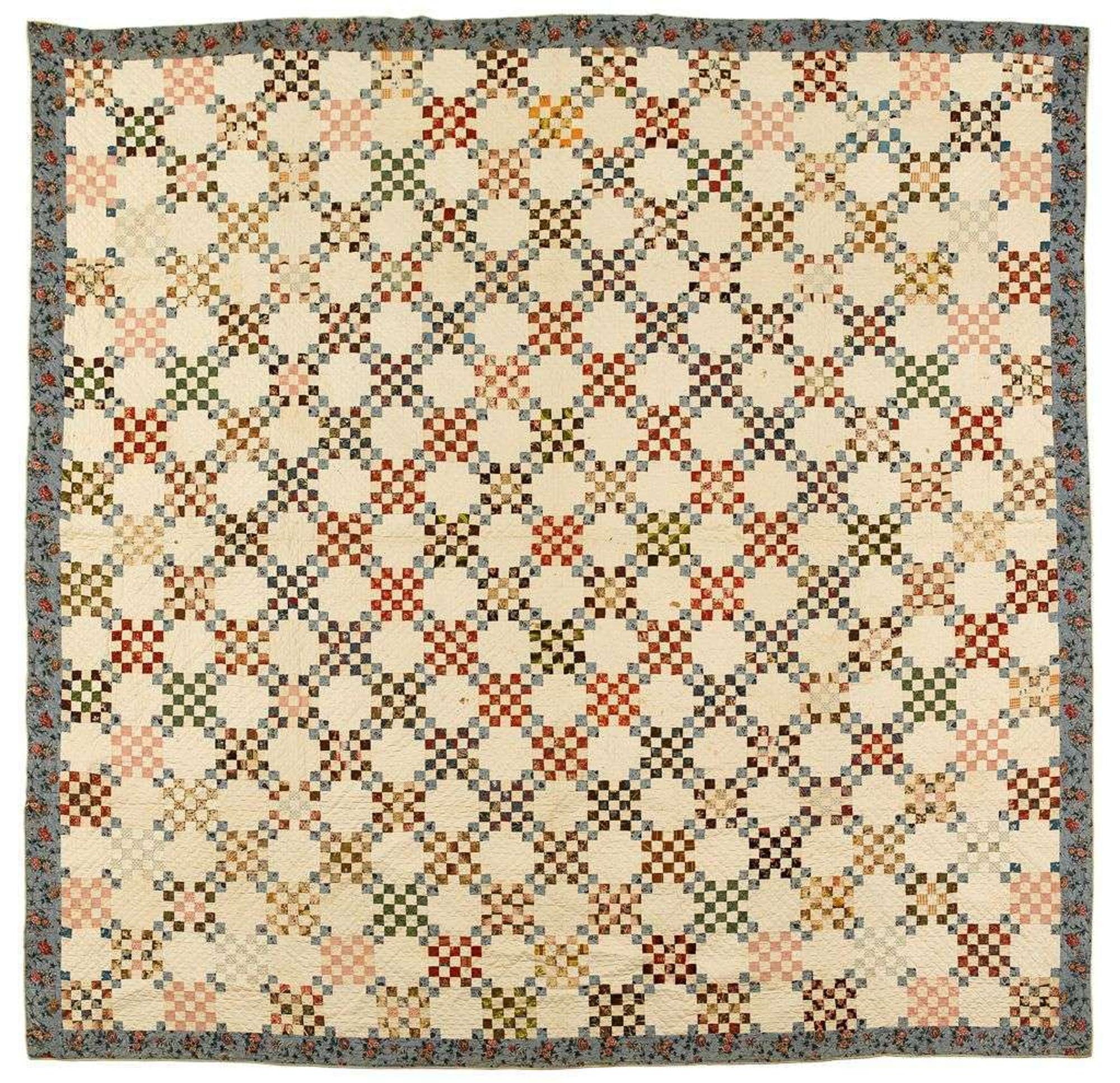 Pieced printed chintz quilt maryland, early 19th century