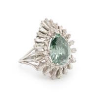 TREATED COLORED DIAMOND, DIAMOND, AND WHITE GOLD RING