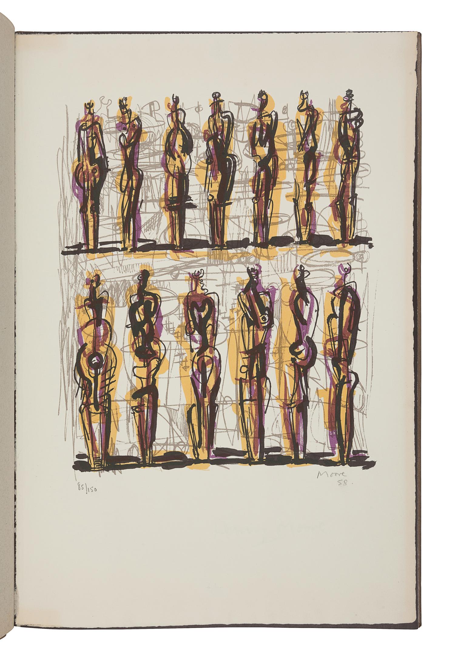[FINE PRESS & LIVRE D'ARTISTE]. -- MOORE, Henry Spencer (1898-1986). Heads Figures and Ideas . London and Greenwich, CT: George Rainbird, New York Graphic Society, 1958.