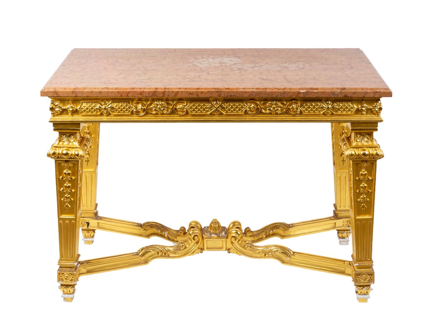 A Louis XIV Style Giltwood Center Table — 20TH CENTURY