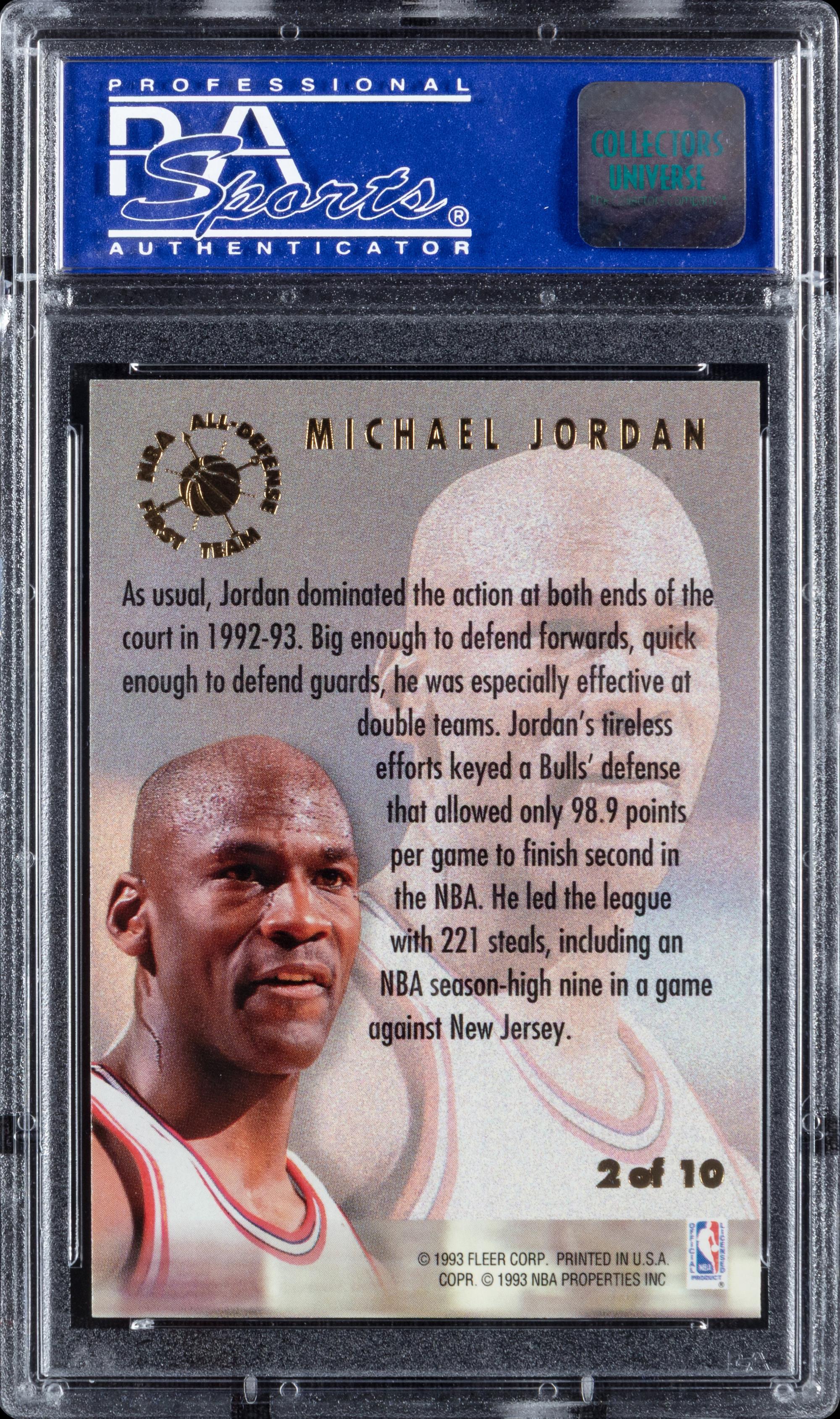 A 1993 Ultra All Defensive Michael Jordan Basketball Card No. 2 (PSA 8 NM-MT)