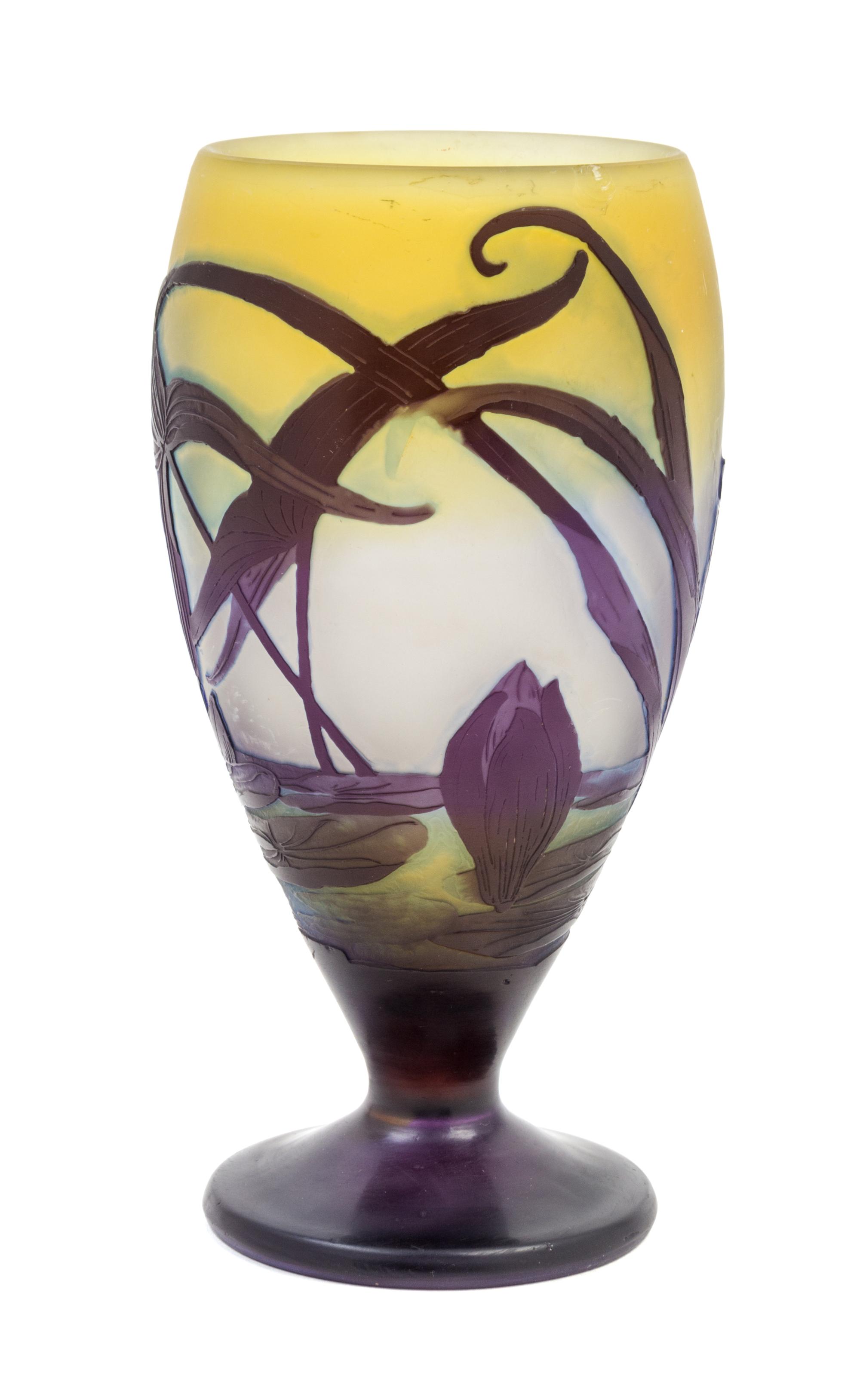 A Galle Cameo Glass Vase Height 7 1/4 inches.