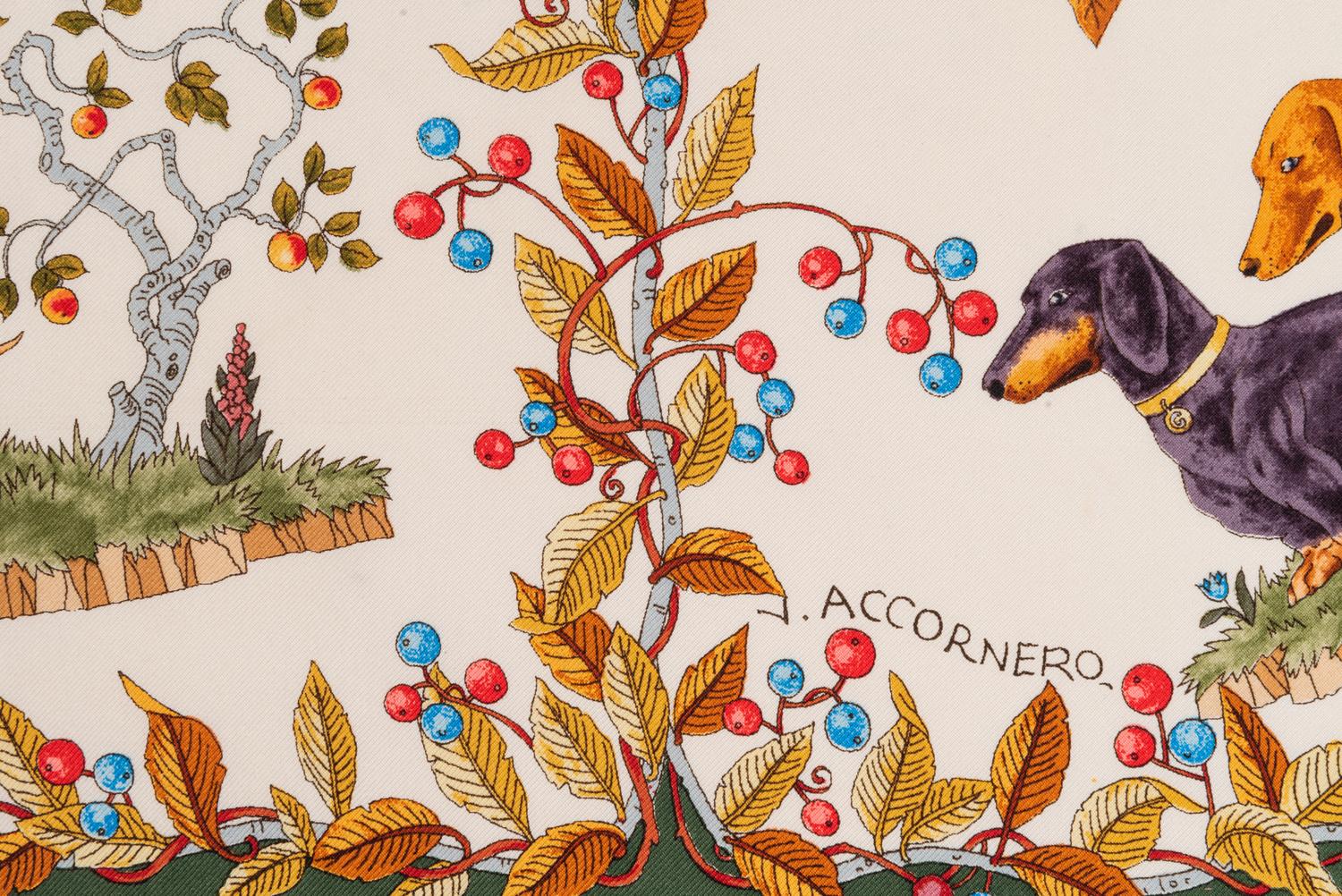 Four Designer Scarves: Two Hermès, Two Gucci