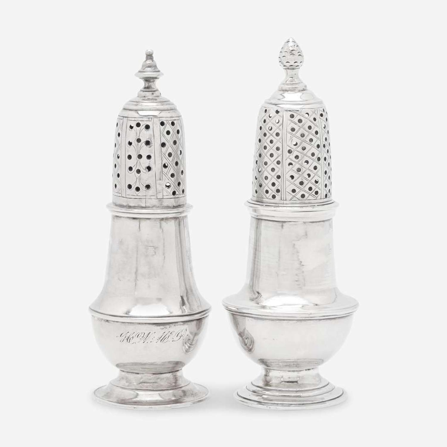 Two silver casters Zachariah Brigden (1734-1787), Boston, MA, circa 1760
