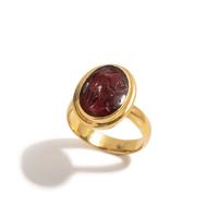 A Roman Carnelian Ring Stone with the Goddess Minerva — Set in a gold ring