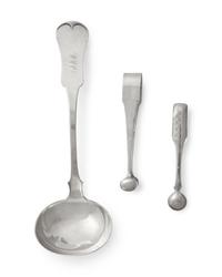 A Silver Punch Ladle and Two Silver Sugar Tongs