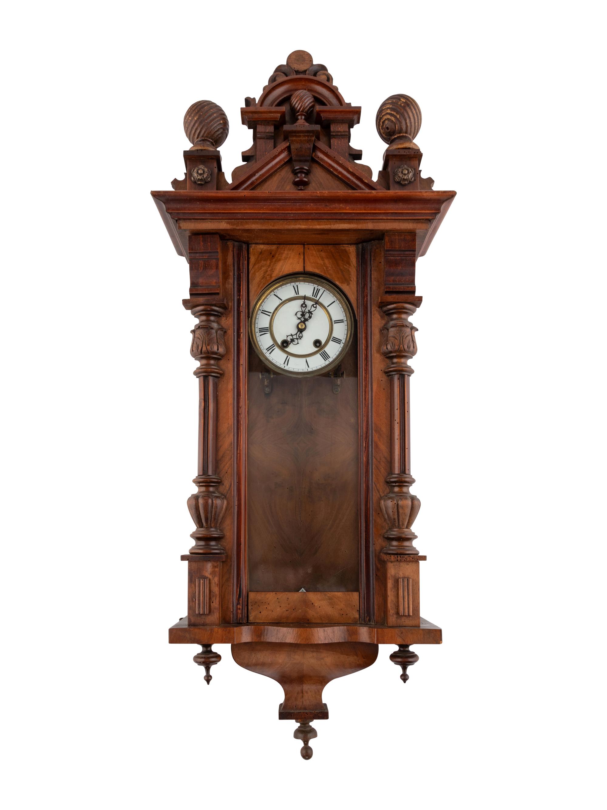 A Continental Walnut Regulator Clock