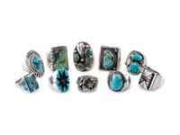 Navajo and Zuni Silver Rings, with Inlay