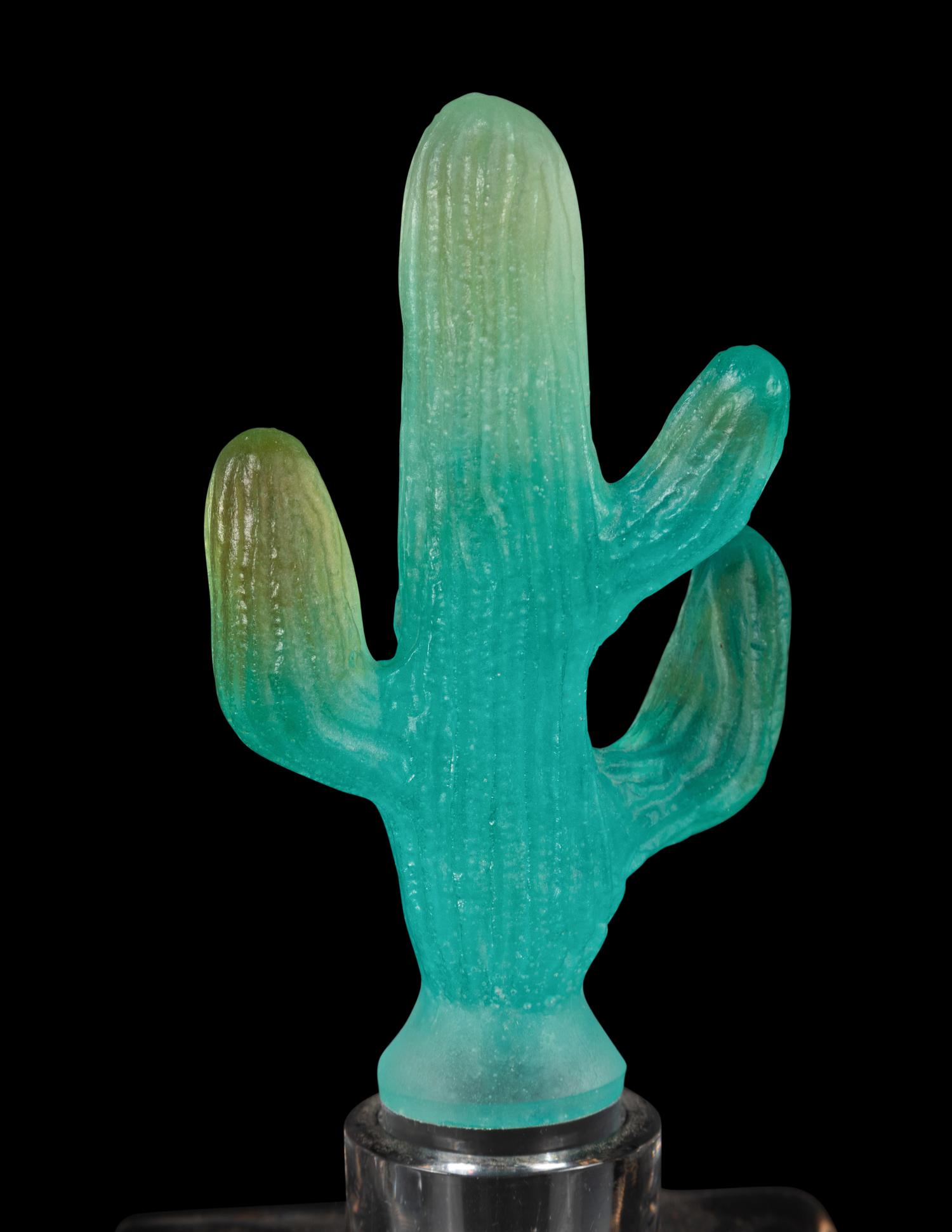 Three Daum Pâte-de-Verre Cactus Decanters and a Ring Tray