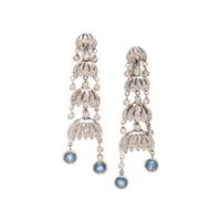 WHITE GOLD, DIAMOND AND SAPPHIRE EARCLIPS