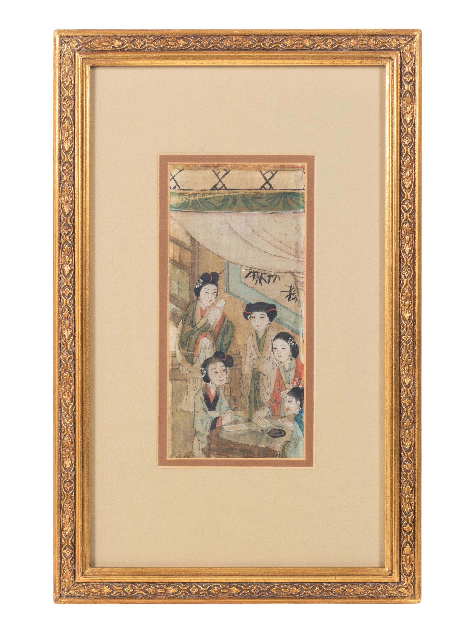 A Set of Three Chinese Silk Paintings