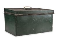 [CIVIL WAR] -- [MAINE]. Tin muster roll box identified to Co. A, 19th Maine Regiment, accompanied by stage trunk identified to Maine manufacturer.
