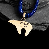 Herbert Taylor (Diné, 1951-1996) — 14K Gold and Lapis Heart Line Bear Necklace