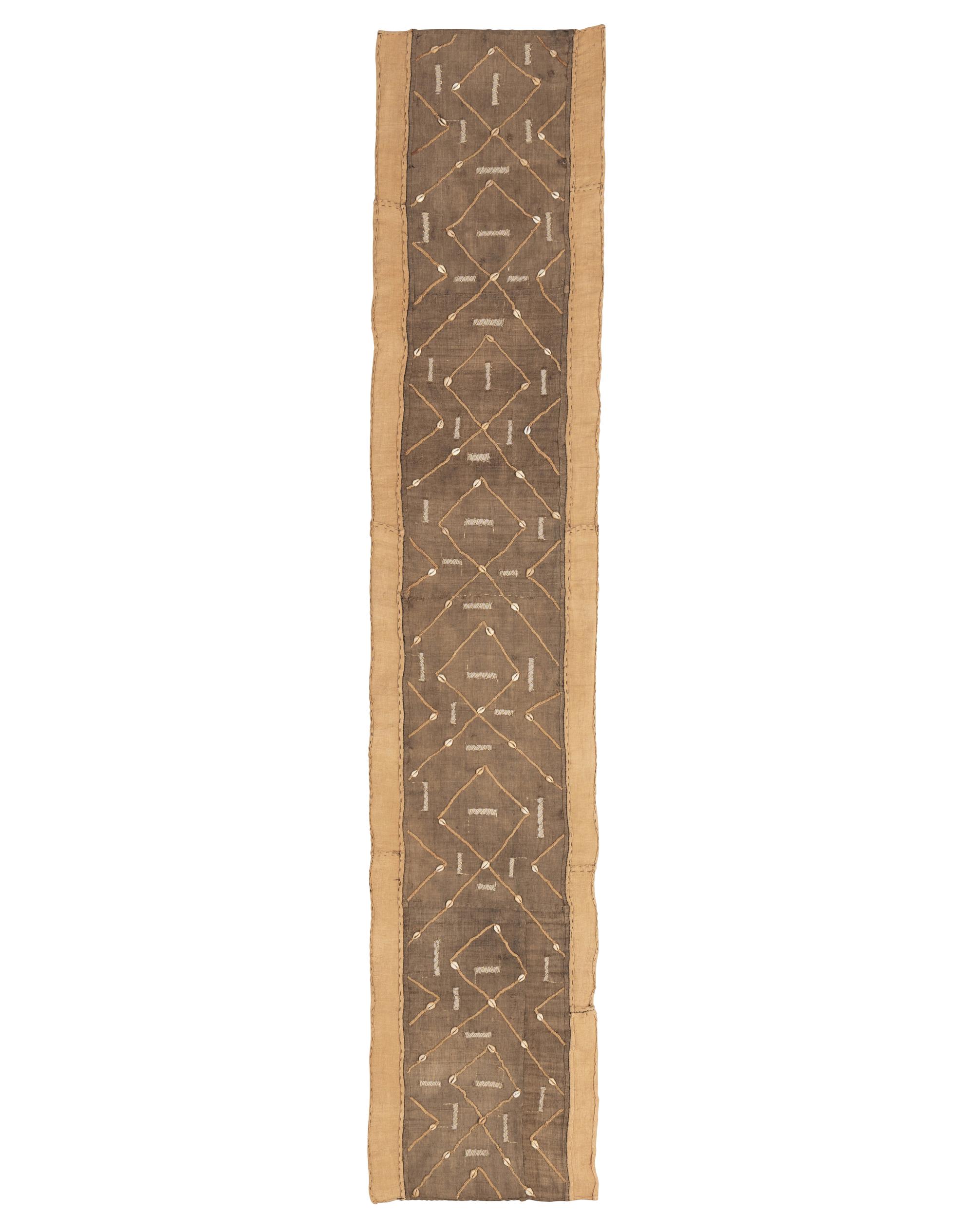 A Raffia and Cowrie Shell-Applied Kuba Cloth