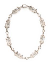 GEORG JENSEN, STERLING SILVER NECKLACE AND CLIP EARRINGS