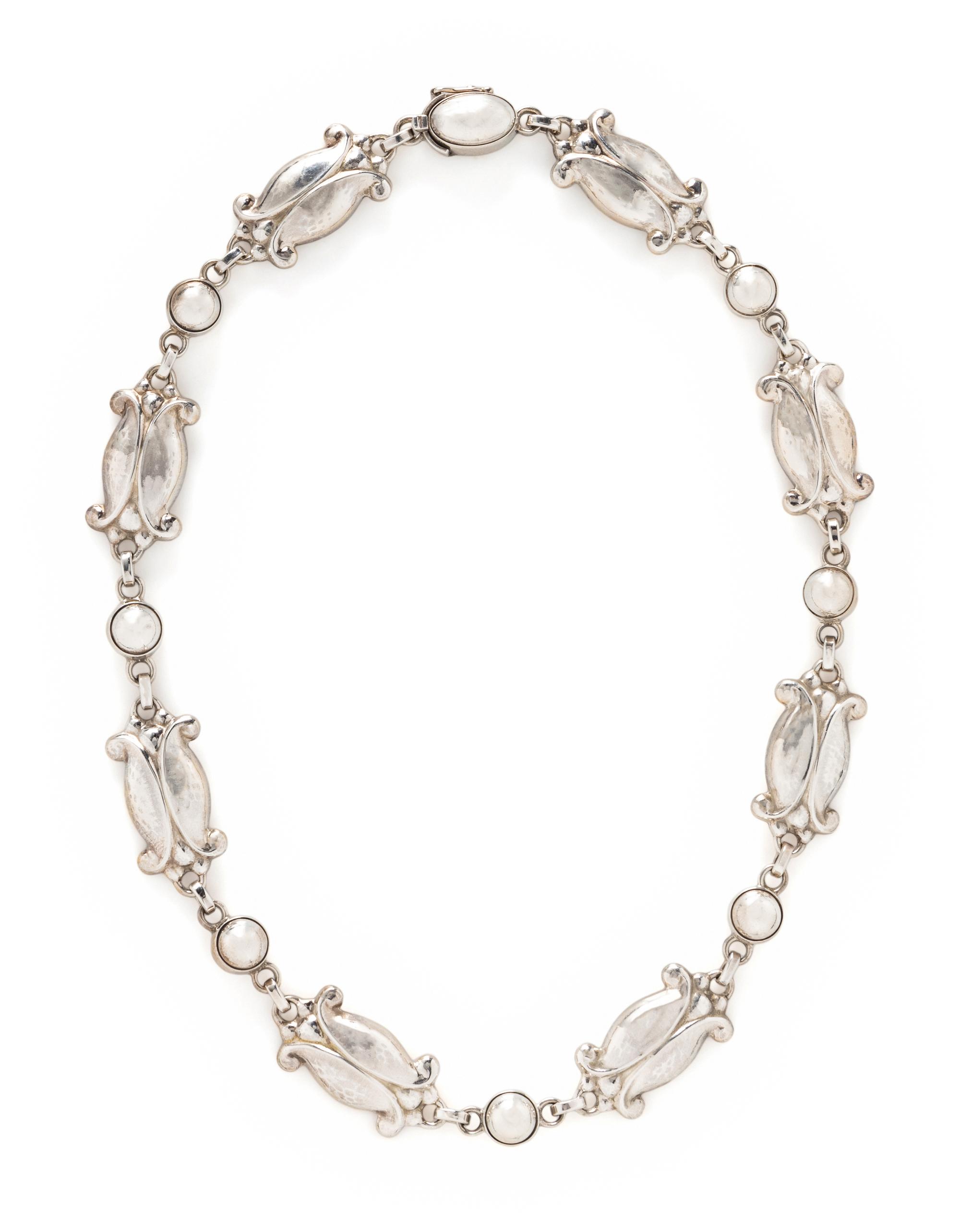 GEORG JENSEN, STERLING SILVER NECKLACE AND CLIP EARRINGS