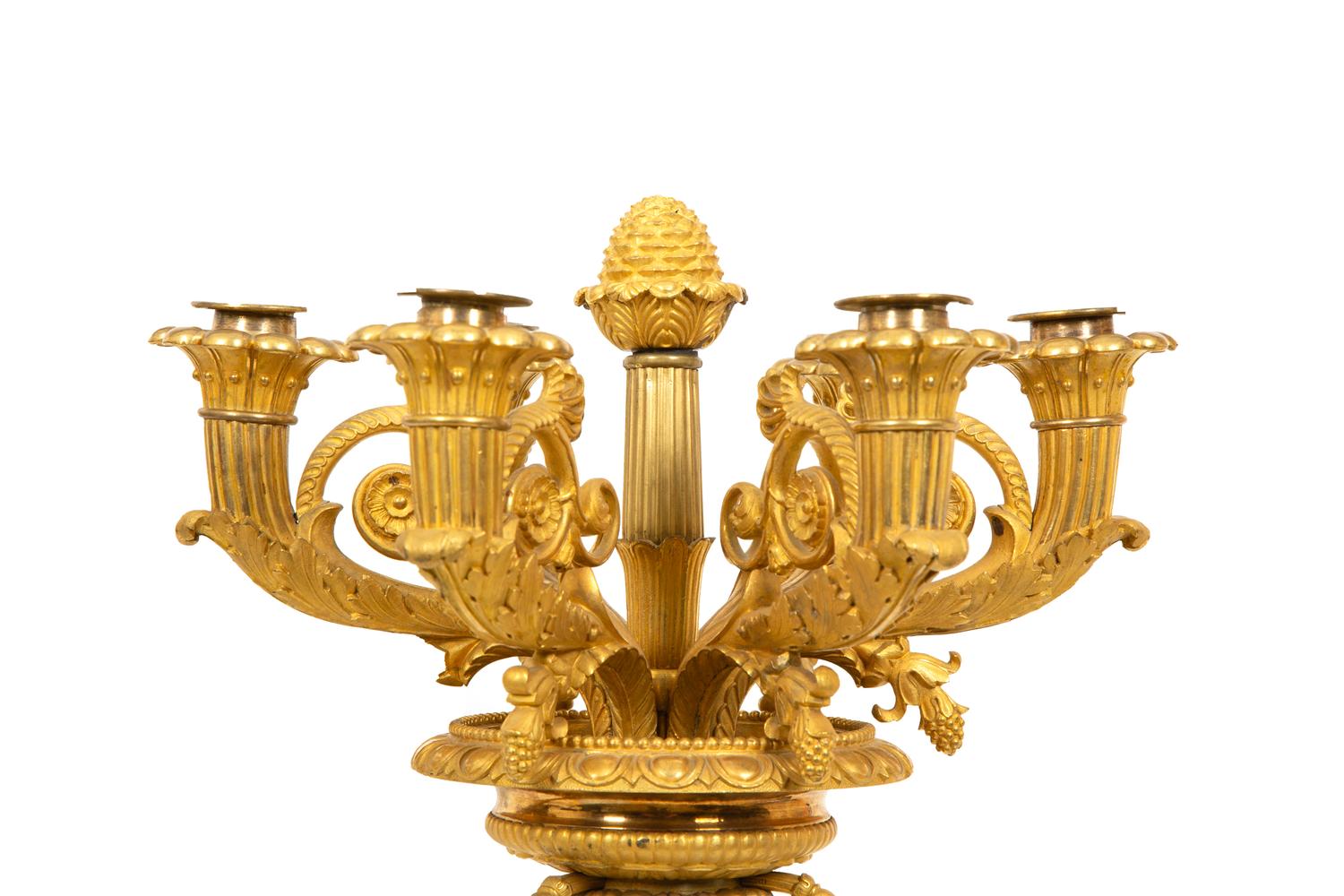 A Pair of Empire Style Gilt Bronze Candelabra