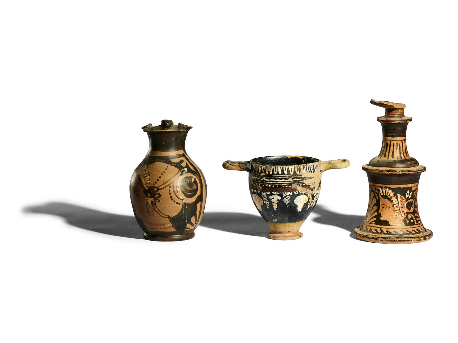 Three South Italian Red-Figured and Gnathian Vessels