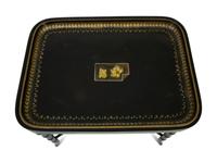 An English Painted Wood Tray Table on Faux Bamboo Stand — 20TH CENTURY