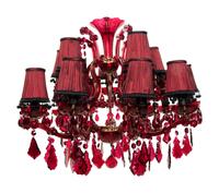 A Cranberry Glass Fifteen-Light Chandelier