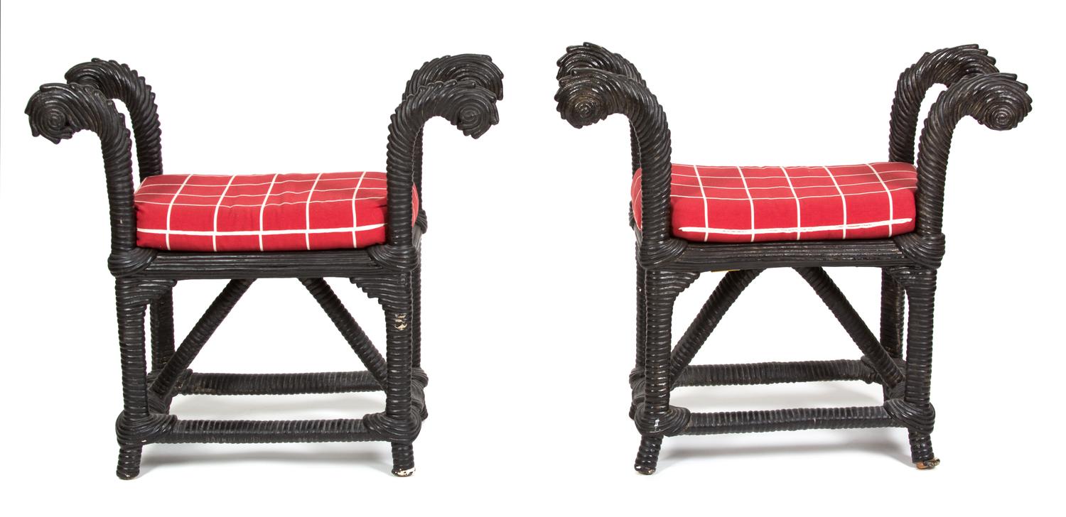 A Pair of Moissu Rope Benches Height 31 x width 33 x depth 14 inches. — By Christian Astuguevielle for Holly Hunt