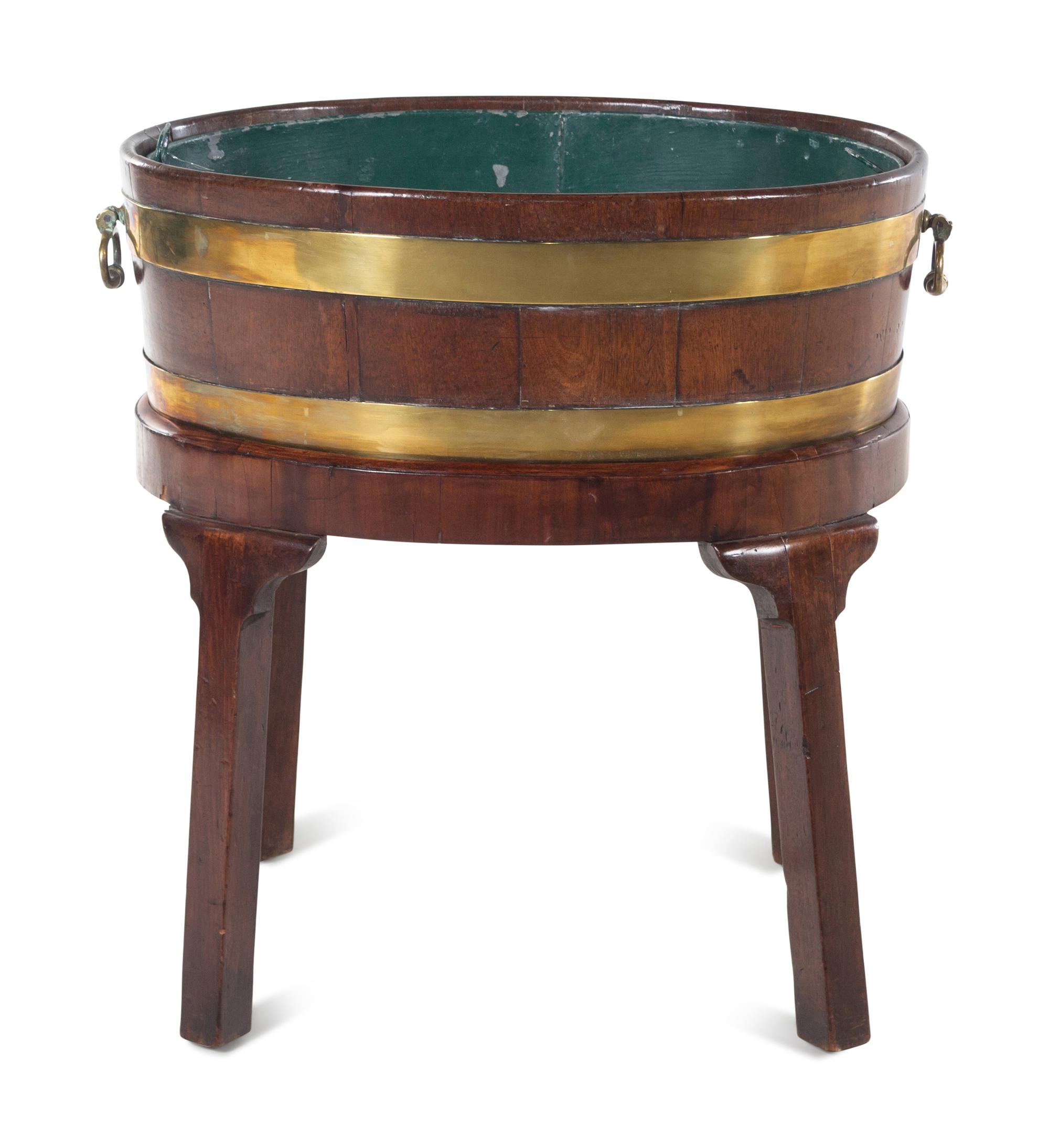 A George III Brass Banded Mahogany Wine Cooler