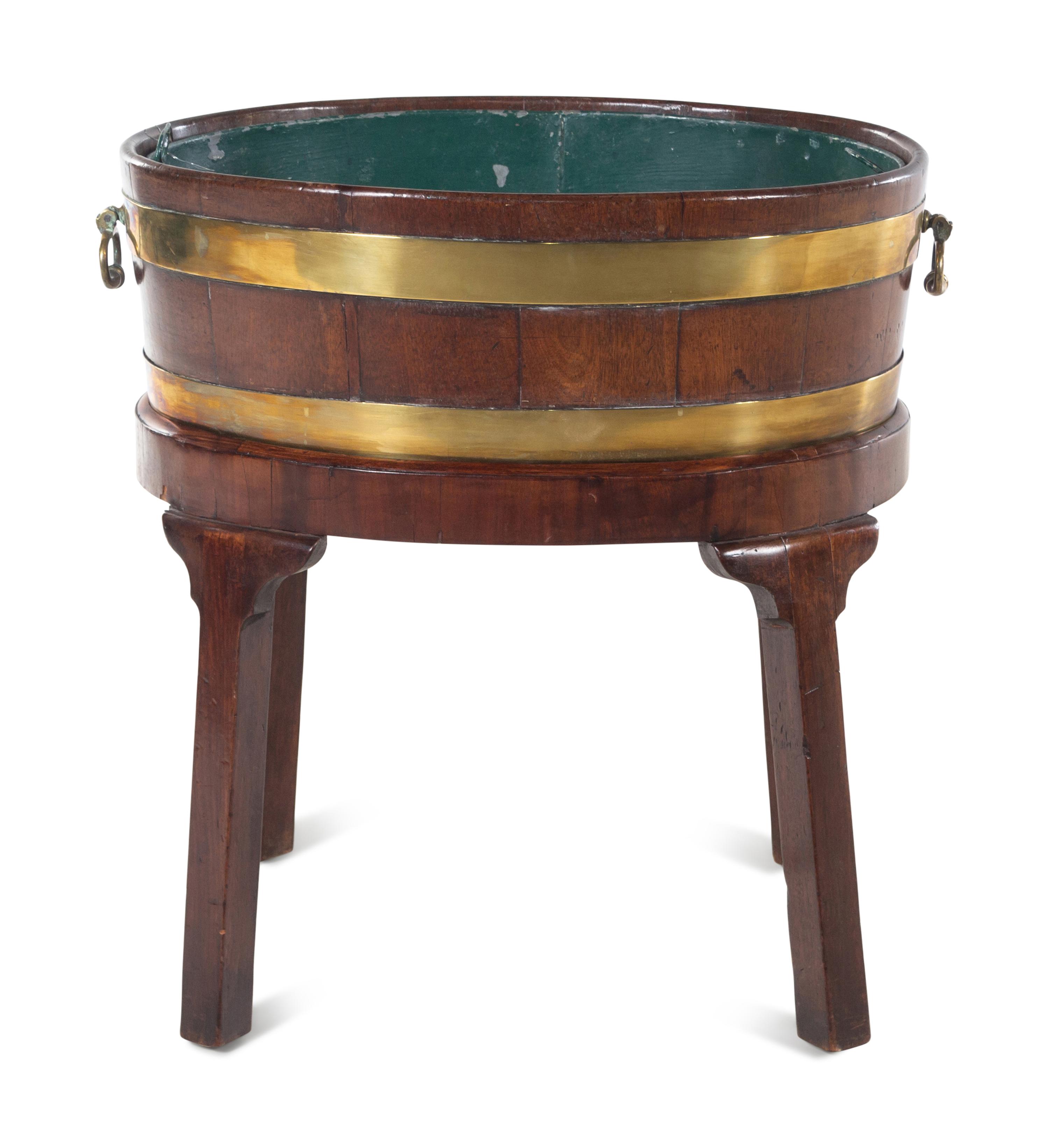 A George III Brass Banded Mahogany Wine Cooler
