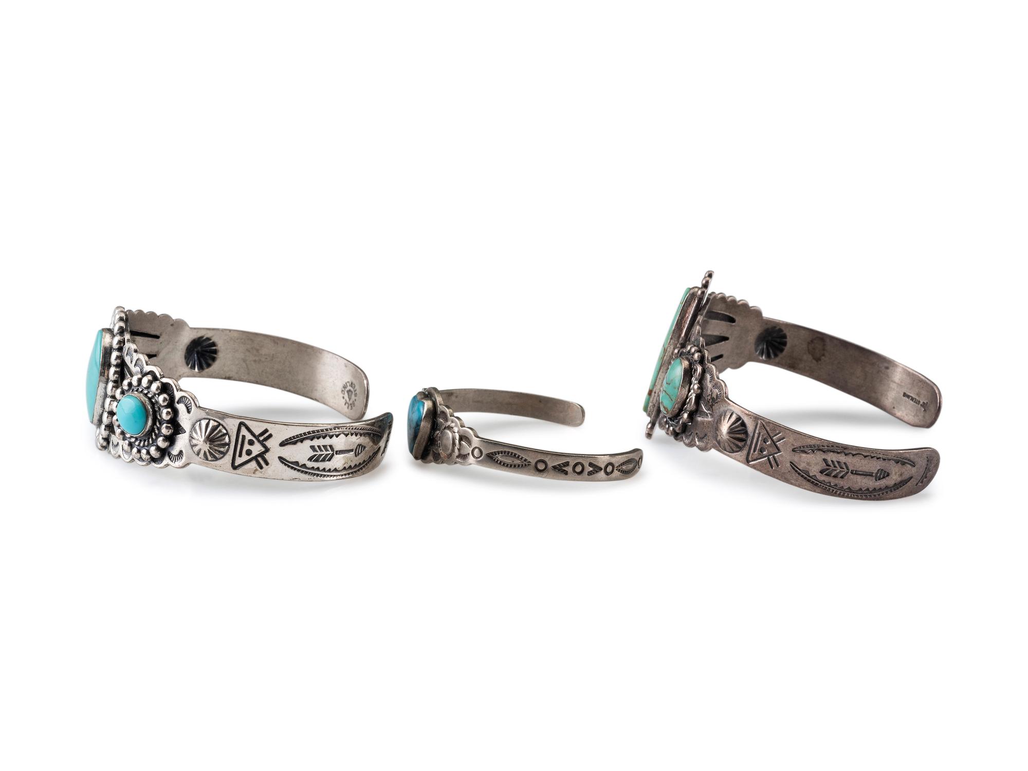 Silver and Turquoise Trade Bracelets