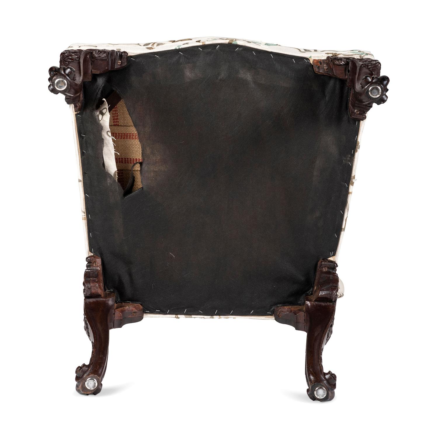 A Chippendale Carved Mahogany Serpentine Seat Scroll-Foot Side Chair