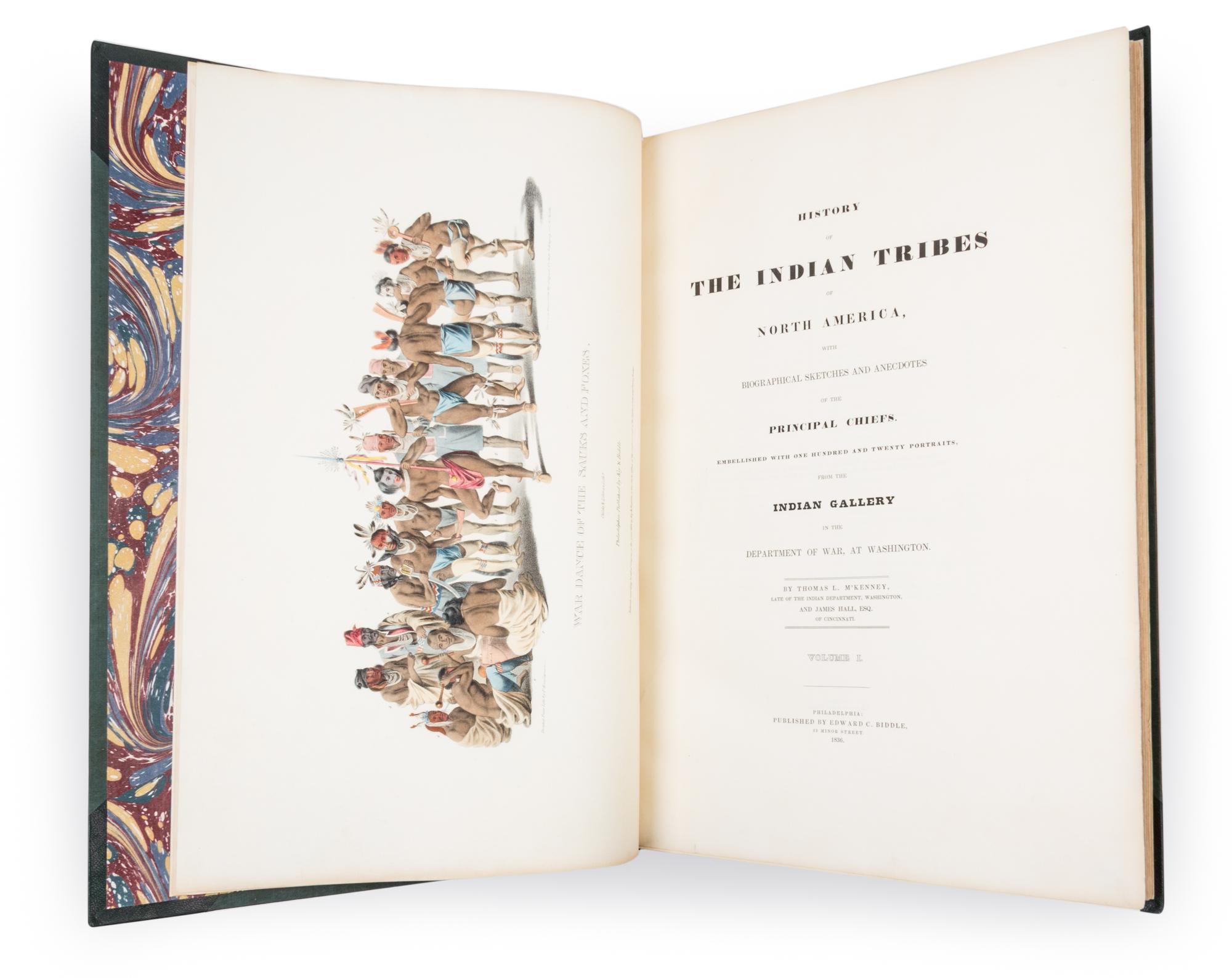 MCKENNEY AND HALL. History of the Indian Tribes of North America. Philadelphia, 1836, 1842 and 1844. 3 vols. with 120 plates