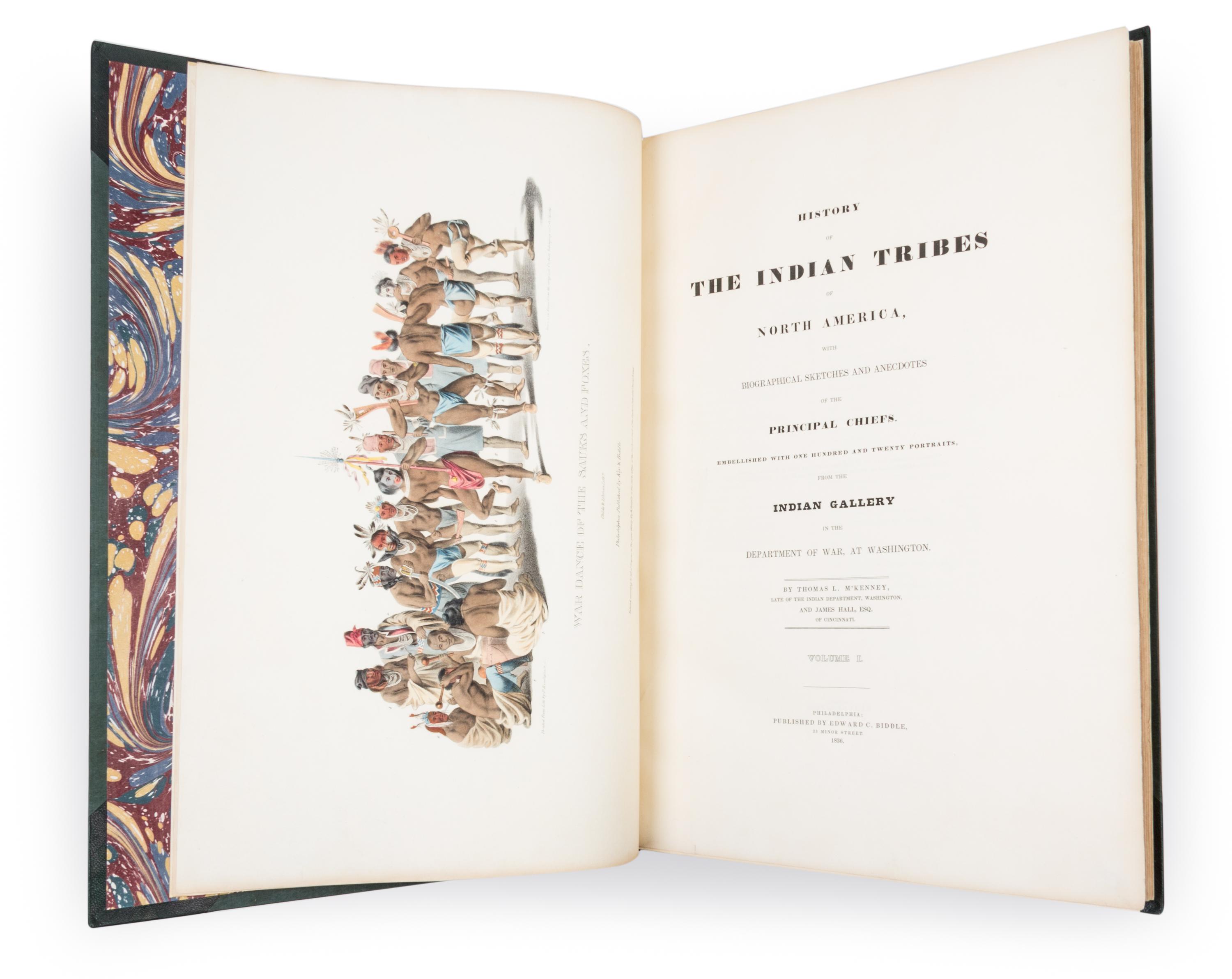 MCKENNEY AND HALL. History of the Indian Tribes of North America. Philadelphia, 1836, 1842 and 1844. 3 vols. with 120 plates