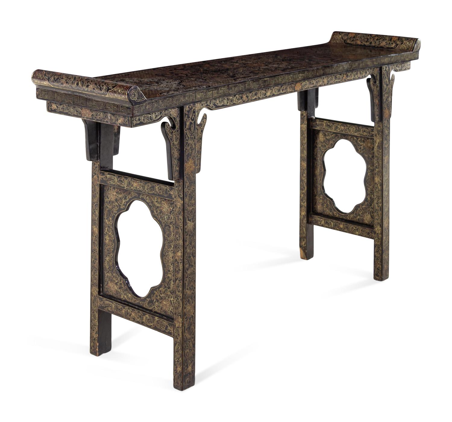 A Gilt Decorated Black Lacquered Altar Table