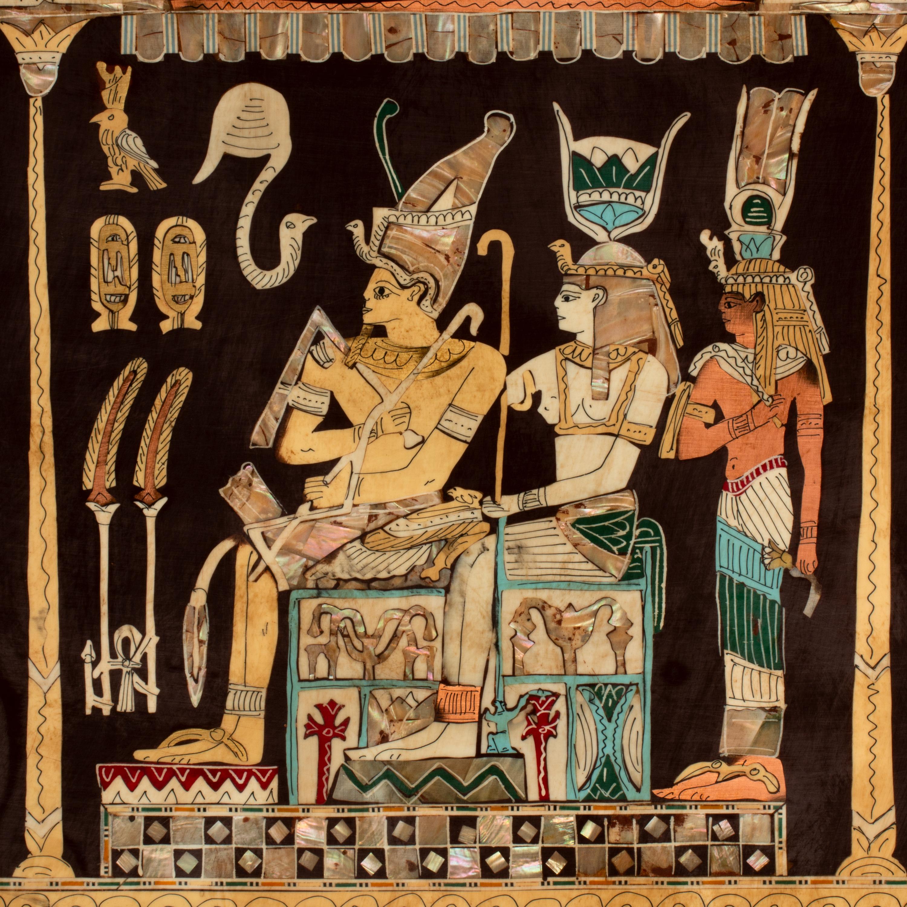 A Large Egyptian Style Marquetry Wall Panel