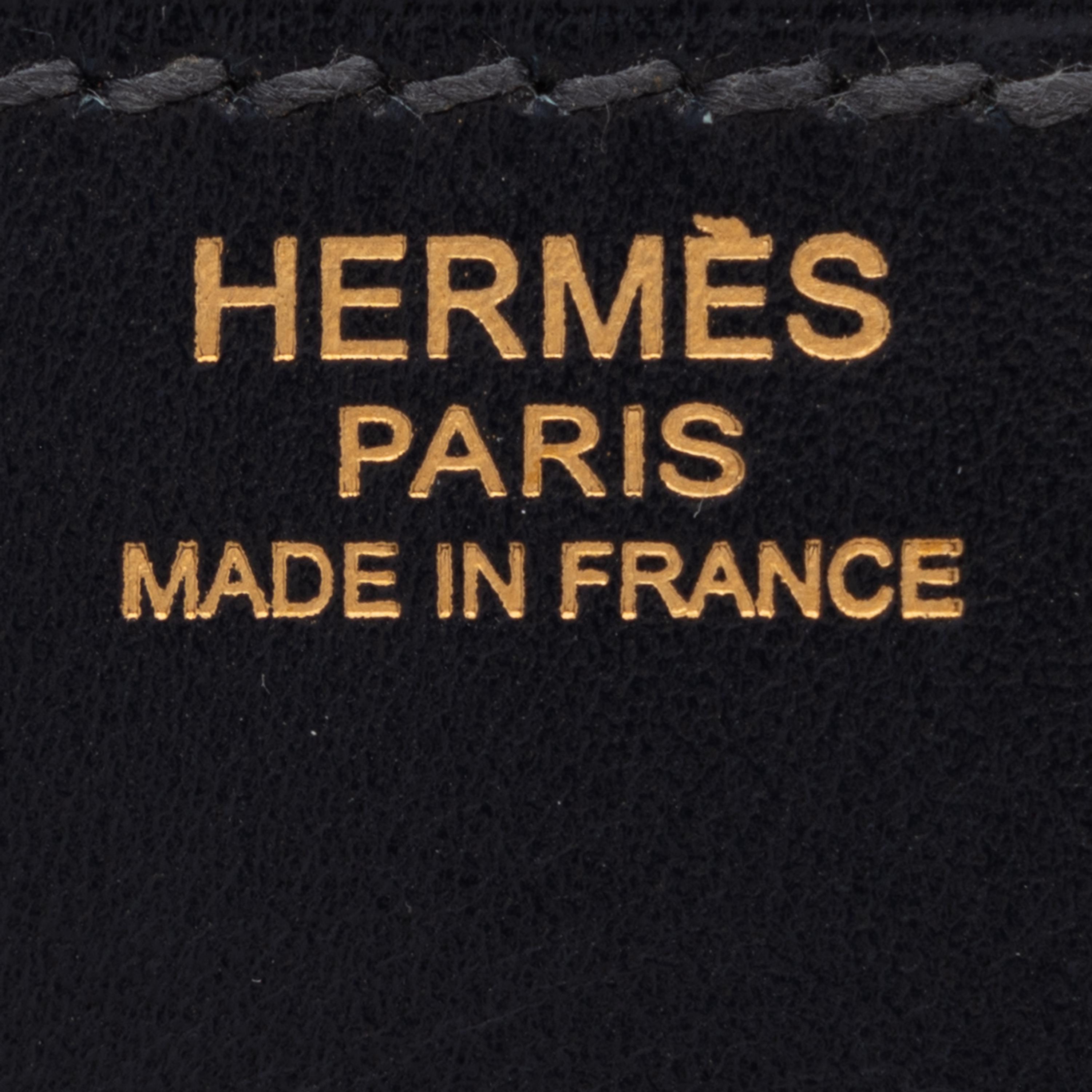 Hermès, Verso Birkin 30 in Bleu Nuit Box Leather & Orange Chevre