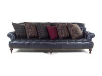 An Oversized Black Leather Upholstered Chesterfield Sofa